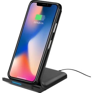 R2 10 W Dikey Cep Telefonu Kablosuz Şarj Akıllı Hızlı Şarj Şarj Standı Masaüstü Standı (Siyah) (Yurt Dışından)