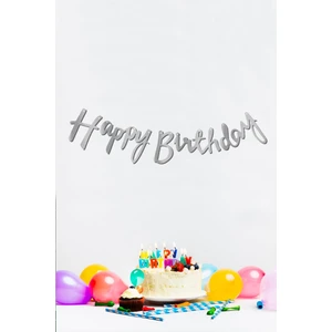 Happy Birthday Gümüş Doğum Günü Banner Kaligrafi Banner Yazı Gümüş