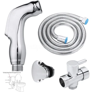 Banyo Tuvalet İçin T-Adaptörlü Hortum Braketi Seti - Gümüş (Yurt Dışından)