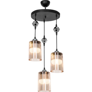 Ceylan 3lü Siyah Optik Bal Camlı Avize Salon Yemek Odası Oturma Odası Antre Mutfak Çocuk Odası