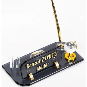 İsimlik Sepeti Delta Kristal Masa Isimliği Dünya Aksesuarlı Ofis Isimlik