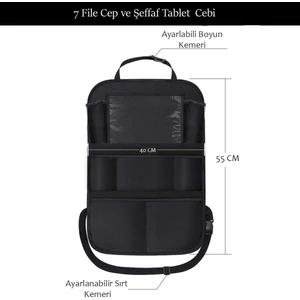 Revu Baby Araba Koltuk Arkası Eşya Düzenleyici Organizer Koltuk Arkası Koruyucu Tablet Cepli 2'li
