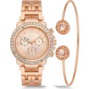 Newera Watch Metal Kordon Kadın Bileklikli Kombin Kol Saati KK350073