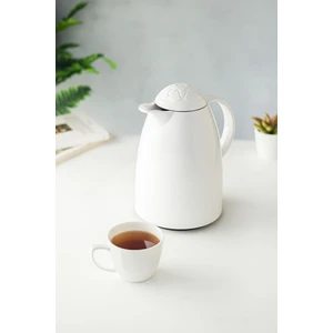 EW's Kitchenware 1 LT Isı Yalıtımlı Çay Ve Soğuk Su Termosu Beyaz (12 Saat Sıcak Tutar& İçi Camdır)