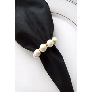 Emtory Home  6 Adet Gold Taş Detaylı Inci Peçete Yüzüğü