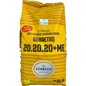 20 20 20+Me Iz Elementli Suda Çözünen Azotlu Fosfor Potasyum Toz Npk Gübre 25 kg