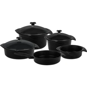Gusto Siyah Cam Tencere Set
