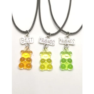 Tuna Takı & Aksesuar Jelibon Ayıcıklar 3'lü Arkadaşlık Bff Best Friends Kolyesi Model 1. Çocuk Genç Kolye.