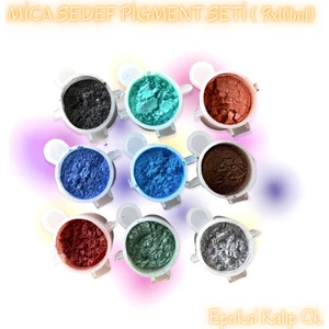 Epoksi Kalıpları Epoksi Reçine Sedef Toz Pigment Seti 9X10ML , Şeffaf Epoksi Reçine Pigment Set