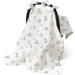 Deux Lapins Bebek Müslin Puset Örtüsü 114X77 cm Bébé Lapin Rose
