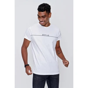 Tena Moda Erkek Ekru Bisiklet Yaka Focus Baskılı Tişört