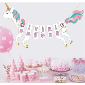 My Party Ready 3D Unicorn Iyiki Doğdun Banner