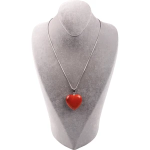 Naturalim Kırmızı Jasper Doğal Taş Kalp Kolye ve Zincir Orjinal Doğal Taş