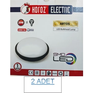 2 Adet Horoz Artos 20 W Nemliyer Armatür Beyaz Kasa 6500K