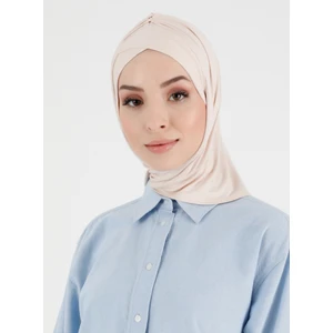 Pileli Isra Çapraz Türban - Açık Bej - Ecardin