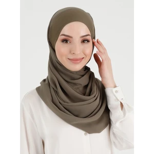 Boneli Düz Şifon Şal - Kına Yeşili - Ecardin