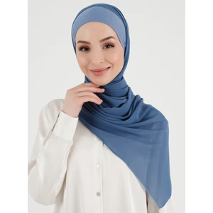 Boneli Düz Şifon Şal - Kot Mavi - Ecardin