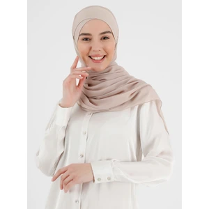 Boneli Çapraz Şifon Şal - 12 Açık Bej - Ecardin