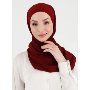 Boneli Düz Şifon Şal - Bordo - Ecardin