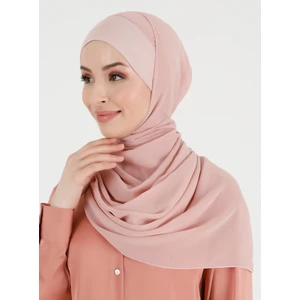 Boneli Düz Şifon Şal - Pudra - Ecardin