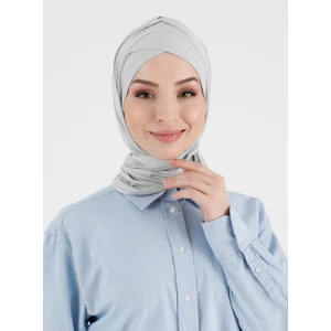 Pileli Isra Çapraz Türban - Açık Gri - Ecardin