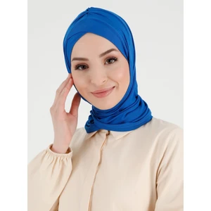 Pileli Isra Çapraz Türban - Saks Mavi - Ecardin