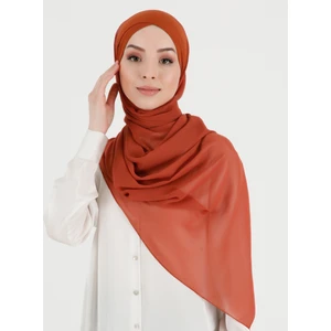 Boneli Çapraz Şifon Şal - Kiremit - Ecardin