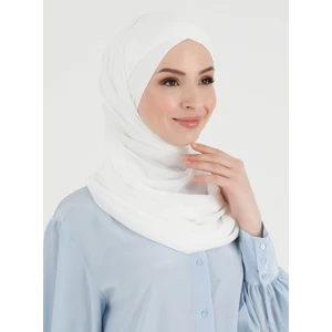 Boneli Çapraz Şifon Şal - Krem - Ecardin