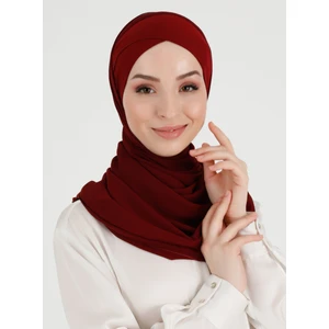 Boneli Çapraz Şifon Şal - Bordo - Ecardin