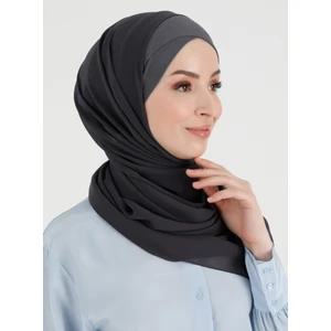 Boneli Çapraz Şifon Şal - Antrasit - Ecardin