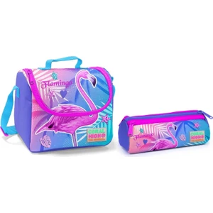 Coral High Pembe Flamingo Kız Çocuk Beslenme Çantası ve Kalemlik Seti - Thermo
