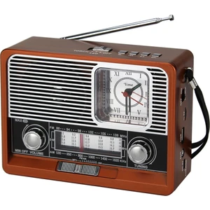 Dekoratif Şarjlı Fenerli Saatli Nostaljik Radyo