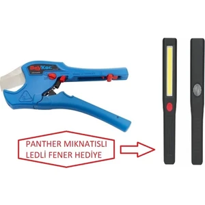 8-42 mm Tam Otomatik Pvc Pprc Plastik Boru Makası  Panther Ledli Mıknatıslı Fener Hediye