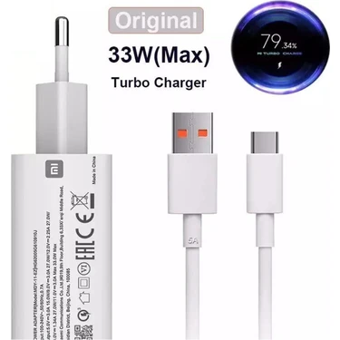 MI Xiaomi Orjinal 33 Watt Hızlı Şarj Aleti Başlık+Kablo Set Xiaomi 33W Mdy 11