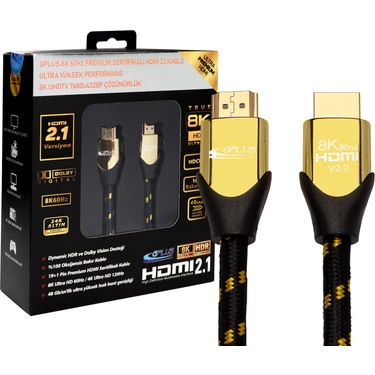 Gplus 8K60 4 Metre HDMI 2.1 48 Gbps 8k Ultra Hd Premium Sertifikalı 8k 60Hz 4320P 4K 120Hz 2160P 26