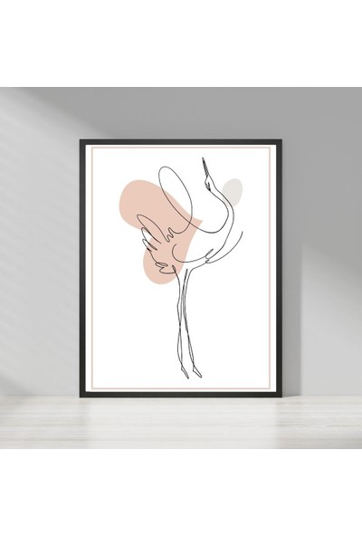 300dpi Wall Minimal Flamingo Tablo - Yüksek Kaliteli Baskı Poster - Çerçevesiz