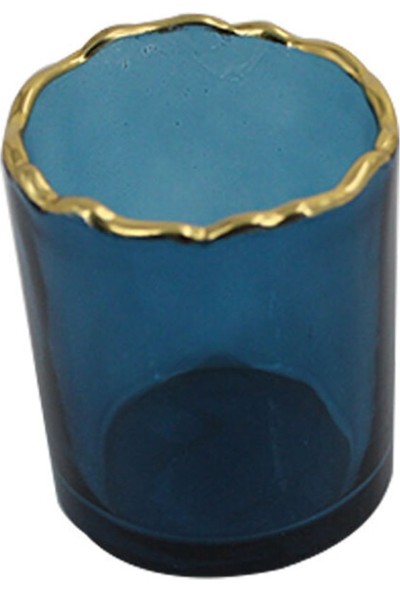 CarPro Mavi Minik Cam Mumluk Altın Desenli- 5 x 6 cm