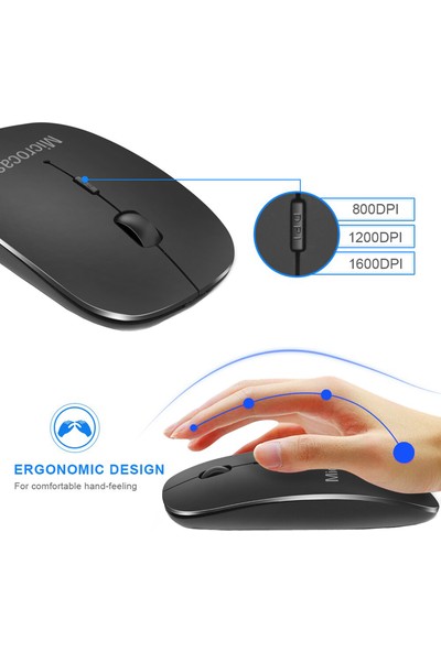 Microcase 800-1200-1600 Dpı Bluetooth Kablosuz Mouse - AL2722 Siyah