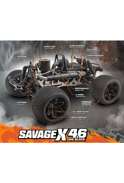 hpi racing Hpı Savage x 4.6 Gt-6 1/8 4WD Nitro Monster Truck