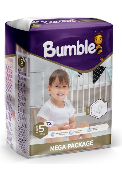 Bumble 5 Numara Maxi Bebek Bezi Mega Paket (11-18) kg 72'li