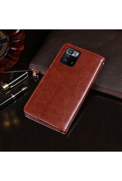 Kaneed Idewei Çılgın At Dokusu Pu Kılıf Xiaomi Poco X3 Gt İçin Gökyüzü Mavi (Yurt Dışından)