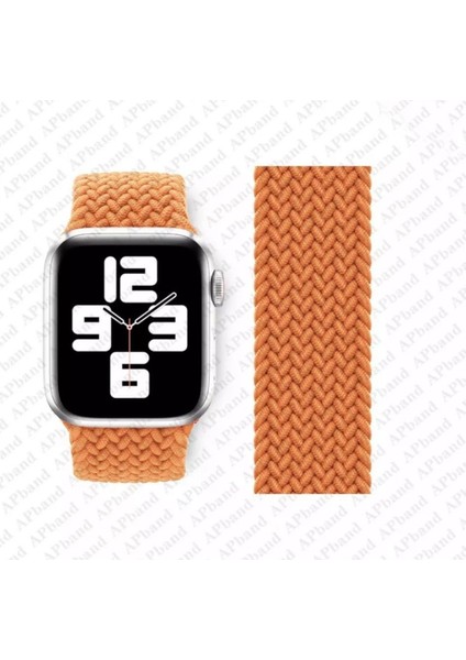 Apple Watch Uyumlu 5 42 mm Örgü Solo Loop Kordon Kayış Medium: 14,7 cm Turuncu