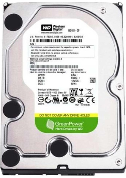 1tb 3.5" Av-Gp WD10EURX Sata 3.0 5400 Rpm Harddisk