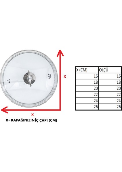 Süzgeç Tipi Tencere Cam Kapak 18 cm