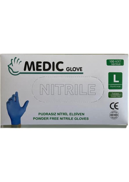 Mavi Pudrasız Nitril (Large) Eldiven 100'lü fiyatları
