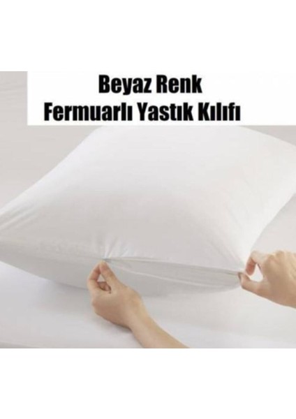 Mandaş 2 Adet Yastık Astarı Kılıfı Pamuklu Beyaz Fermuarlı (50X70)