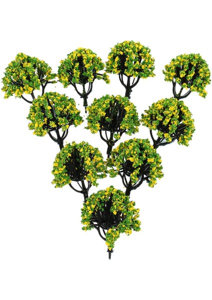 10 Parça Demiryolu Manzara Peyzaj Model Ağaçları Çiçekler Sarı Yeşil (Yurt Dışından) fiyatları