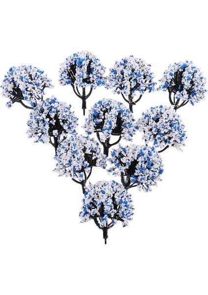 10 Parça Demiryolu Manzarası Peyzaj Modeli Ağaçlar Çiçekler Mavi Beyaz (Yurt Dışından) fiyatları