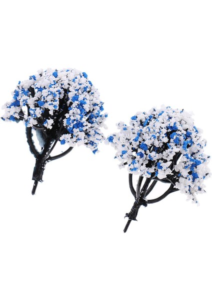 10 Parça Demiryolu Manzarası Peyzaj Modeli Ağaçlar Çiçekler Mavi Beyaz (Yurt Dışından) fırsatları