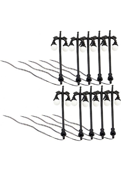 Çift Kafa Modeli Sokak Lambası LED Demiryolu Lamppost Manzara Siyah (Yurt Dışından)